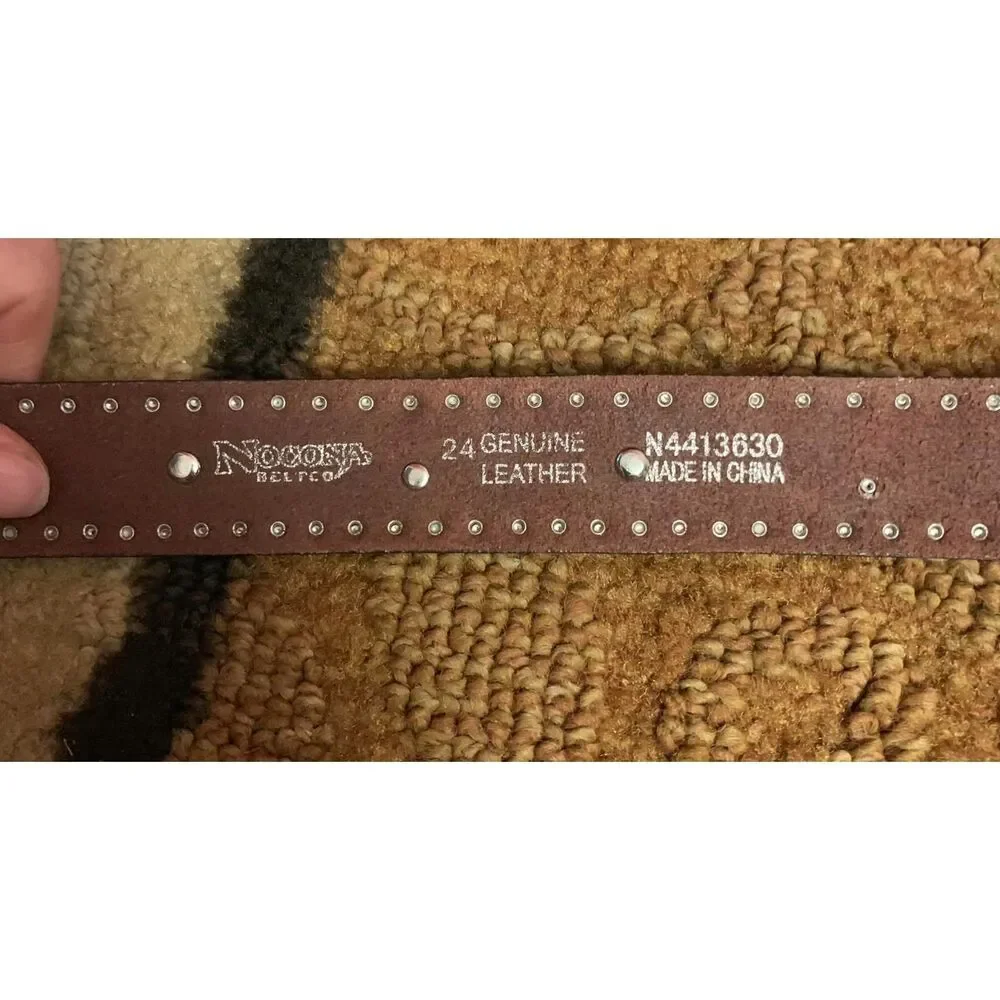 Nocona Belt Company Size 24 Genuine Leather Pink Cross Heart Bling Western EUC
